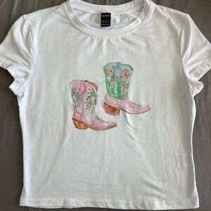 White Cowgirl Boot T-Shirt